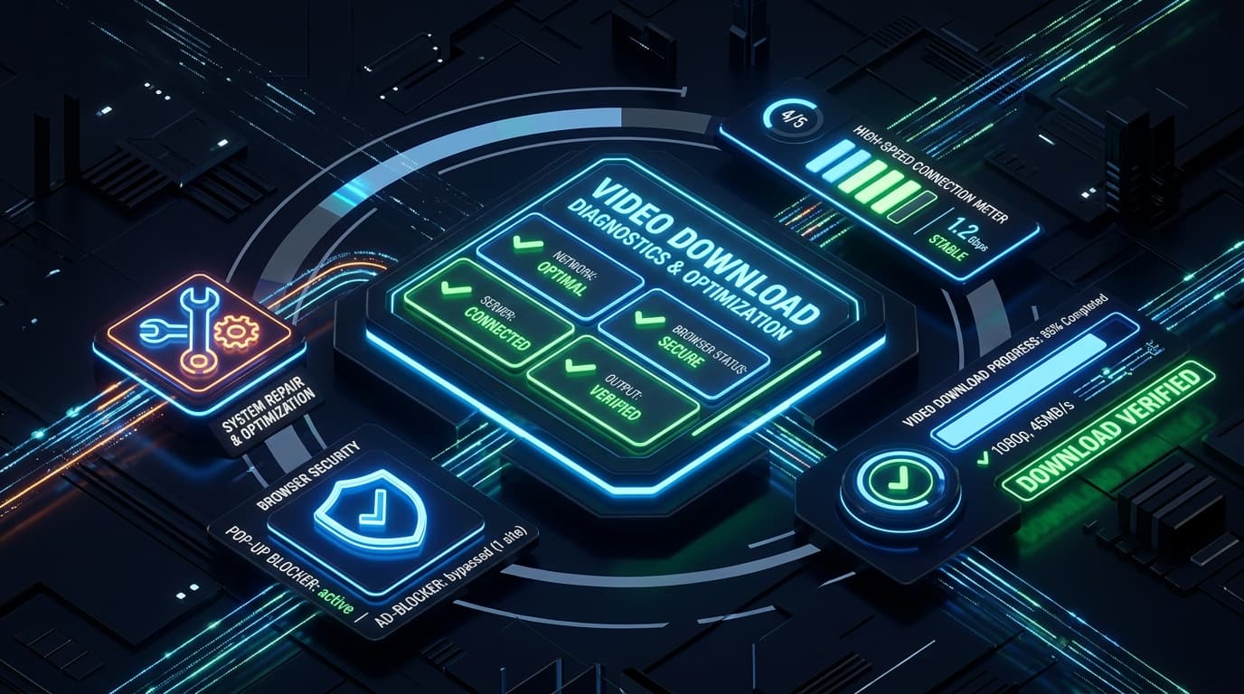 Video Download Not Working troubleshooting and diagnostics illustration