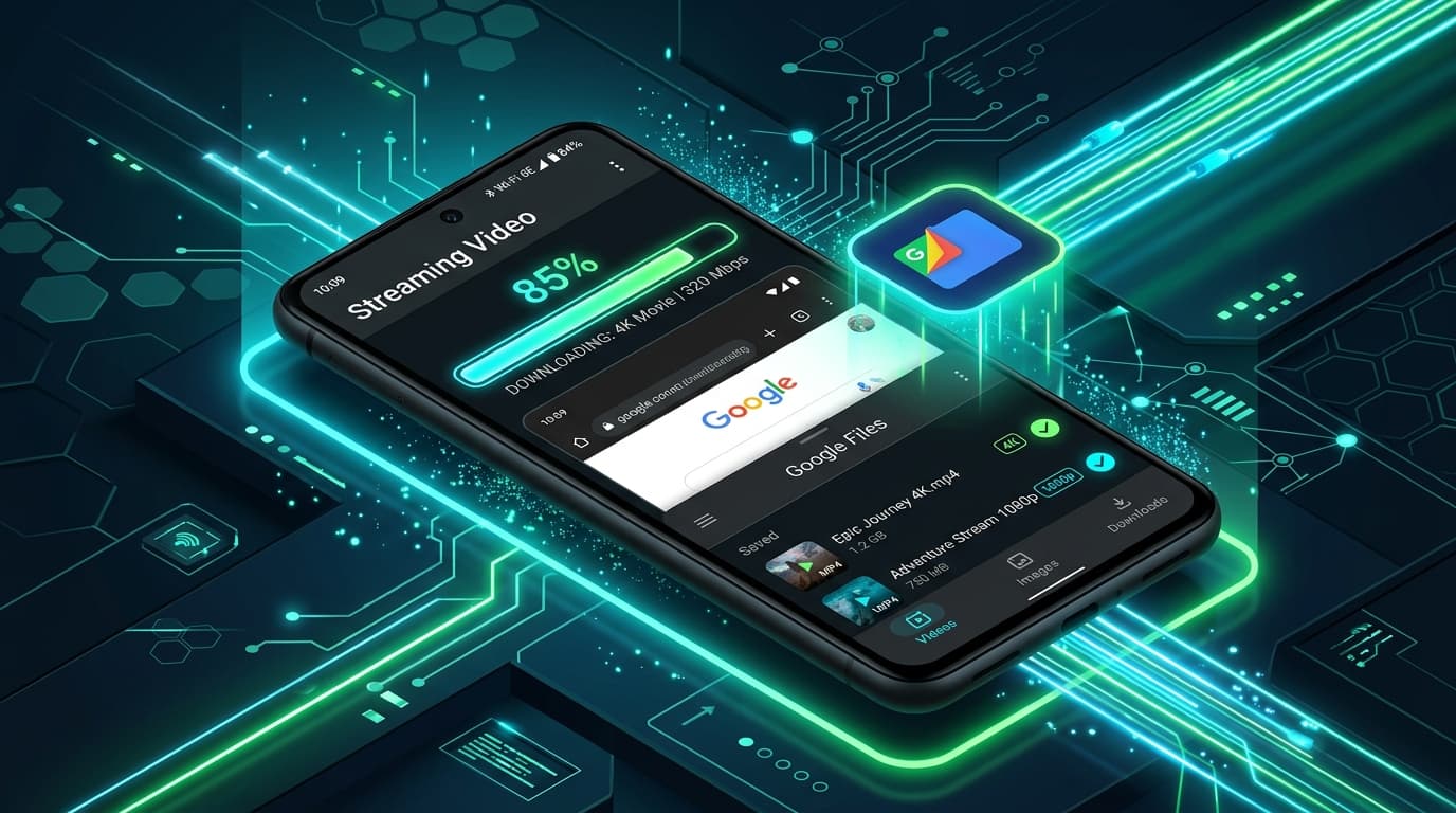 How to Download YouTube Videos on Android illustration showing Chrome browser and Google Files
